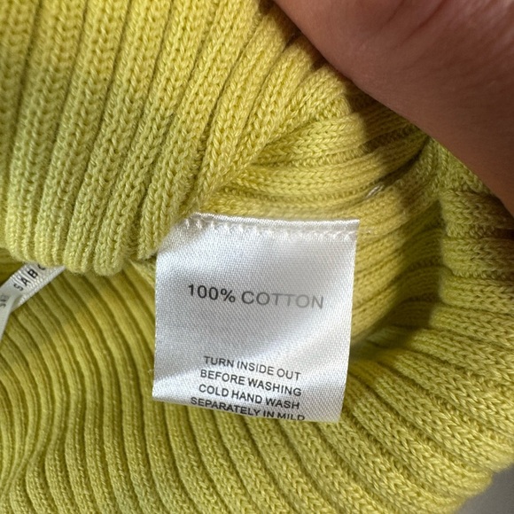 Y2K Ribbed Knit Cropped Cardigan by SABO Chartreuse Lime 100% Cotton L (8) D108 - Picture 8 of 8